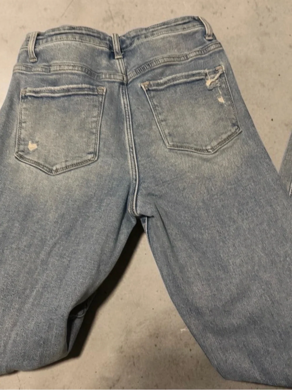 Light Wash Distressed Wide-Leg Flare Jeans - Picture 10 of 11